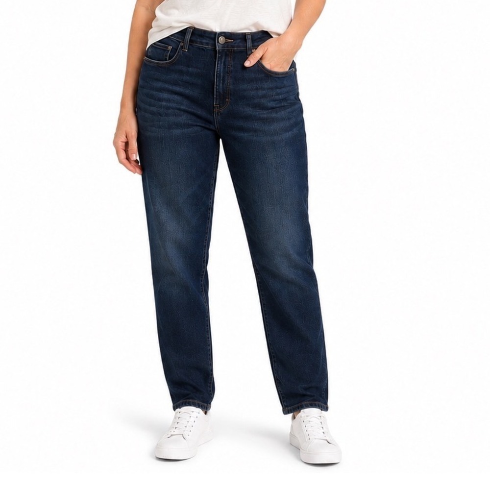 American Eagle Sz 14 Tomgirl Blue Jeans High Rise Relaxed Tapered Dark Wash